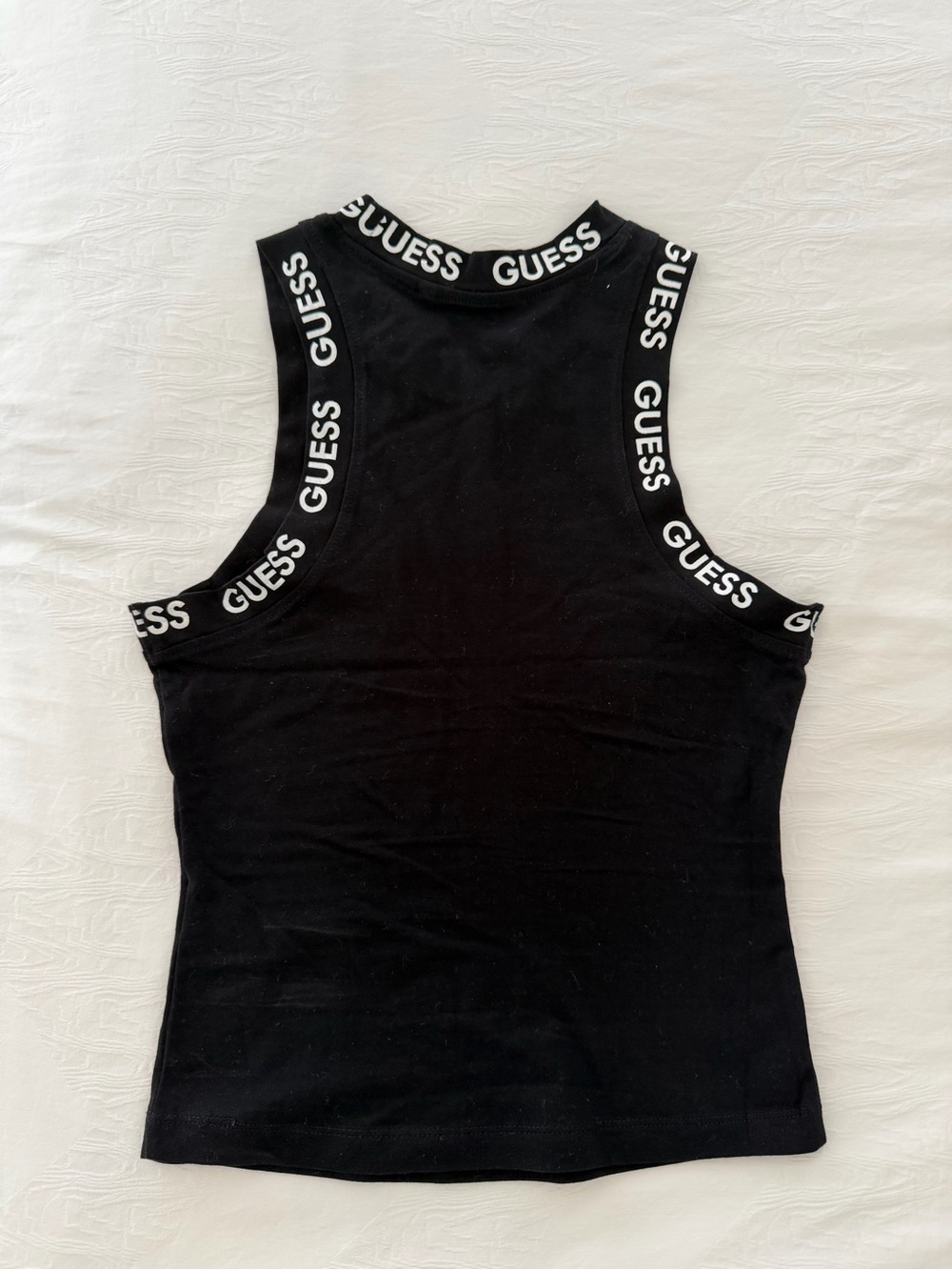 GUESS Black Logo-Trim Racerback Tank